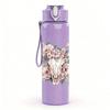1PC Cow Skull Rose Western Floral Print 750ml Color Plastic Sports Water Bottle Leakproof Flip Straw Lid Suitable for Sports Office Home Use