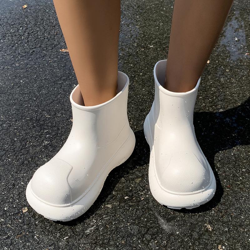 Waterproof Eva Thick Bottom Ankle Boots Women 2025 Winter Chunky Platform Non Slip Rain Boots Cute Round Toe Girl's Water Shoes