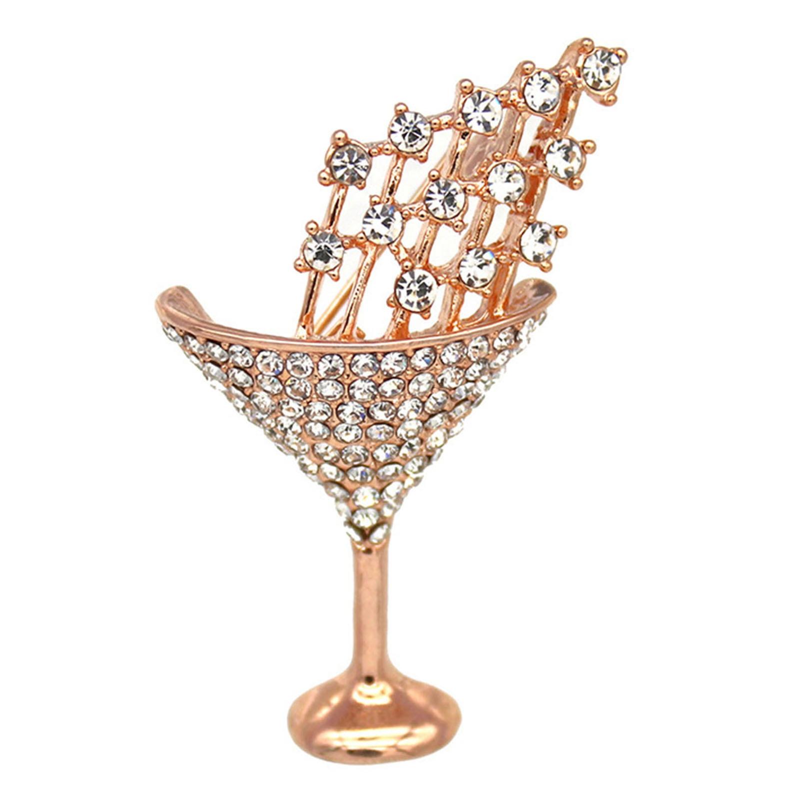

Брошь в форме коктейльной чашки для женщин - блестящая булавка из сплава со стразами, сумки для одежды, рюкзаки, куртки, значки на шляпе, ювелирные изделия, аксессуары «сделай сам» розового золота
