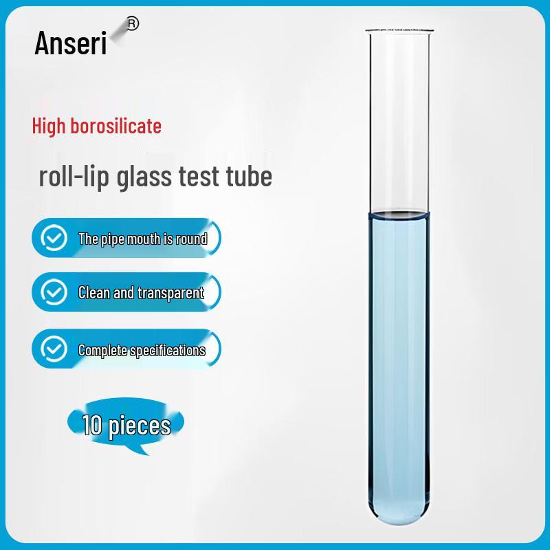 Ansairui Rolled-Rim Borosilicate Glass Test Tubes
