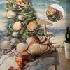 Christmas Beach Christmas Tree Shell Sailing Palm Tree Sheer Curtains Gauze Curtain for Living Room Bedroom Voile Yarn Curtains