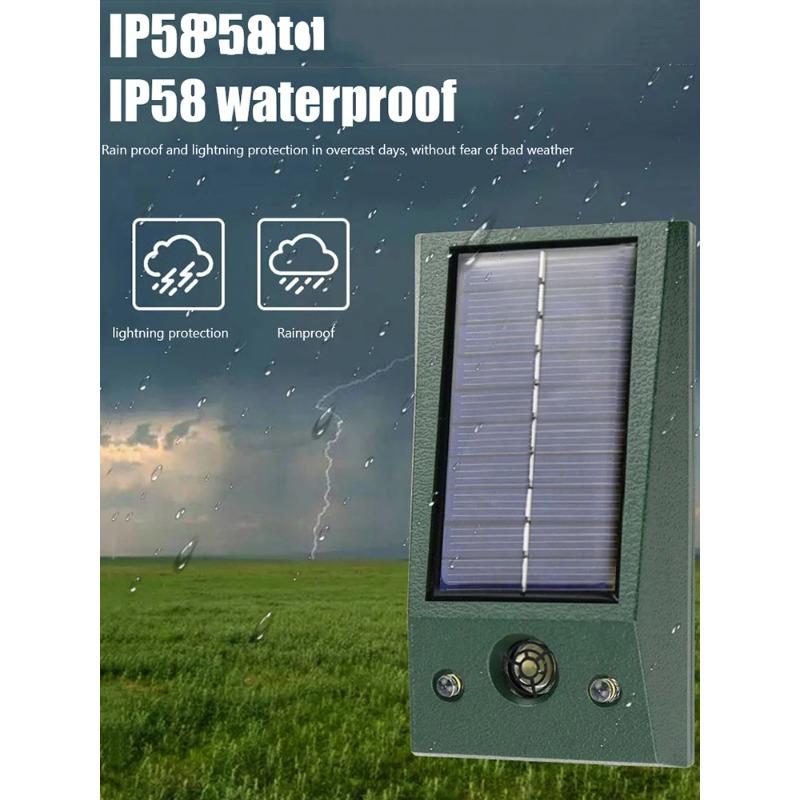 Solcelledrevet ultralyd katteavskrekkende multifunksjonell ultralyd fugleskremsel IP66 vanntett for avskrekkende rotte hund rev skadedyr