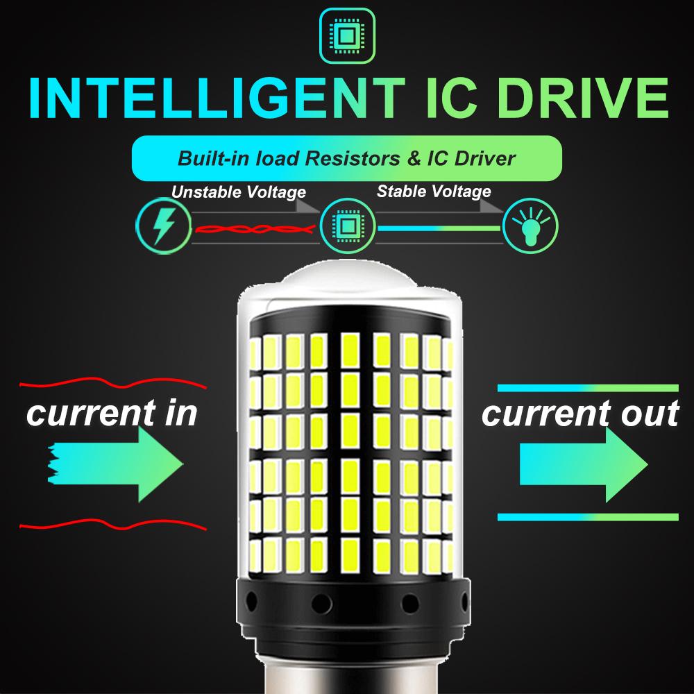 2pcs 1156 BAU15S PY21W 1156 BA15S P21W 1157 BAY15D P21 5W 7443 W21 5W T20 Car LED Bulbs Light 144smd Reverse Turn Signal Light Bulbs 7