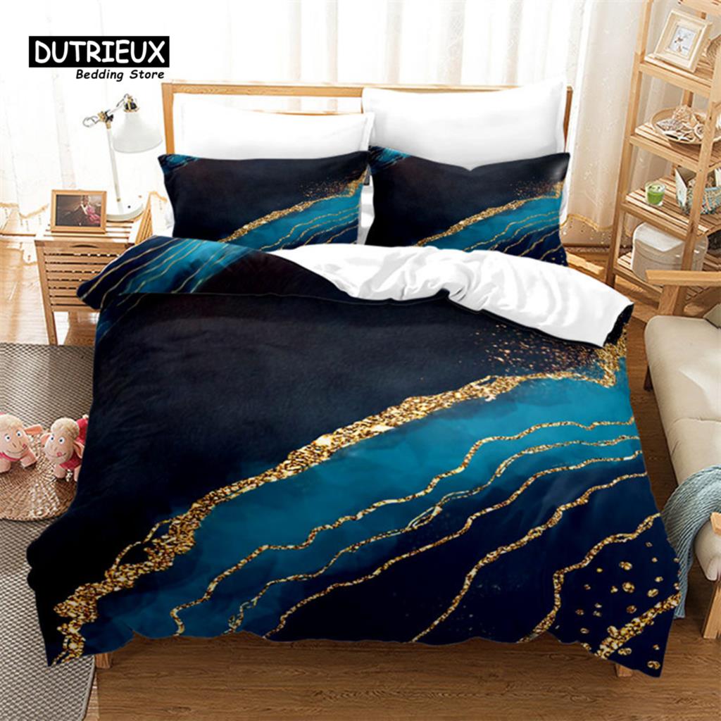 Vibrant Durable King Twin Full Queen Quilt Marble Geometric Abstract Art For Adults Kids Girls Bedroom Decor