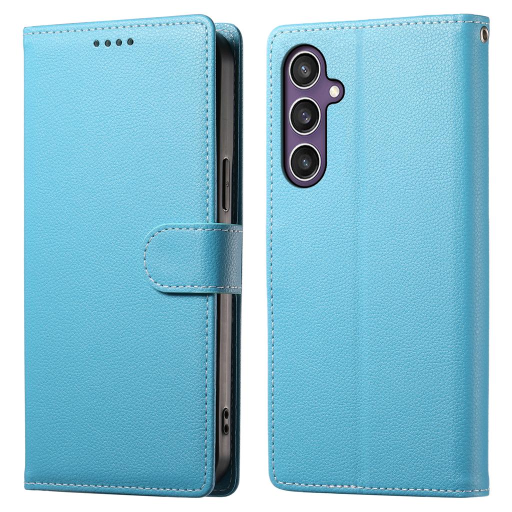 For Samsung Galaxy S25 Stand Case Litchi Texture Leather Wallet Phone Cover Magnetic Snap
