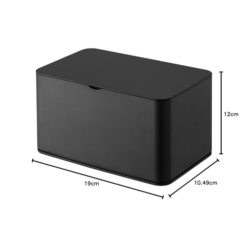 Yamazaki Mask Case, Black, Approx. W19 x D12 x H10.5cm, Smart Mask Storage, Large Access Opening, 4283