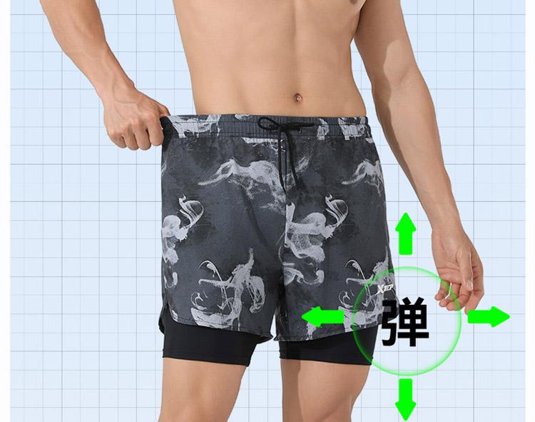 Xtep Men's Swimming Pants Fashion Double layer Anti awkward Swimming Sports Shorts Beach Surfing Beach Pants Swimming Pants