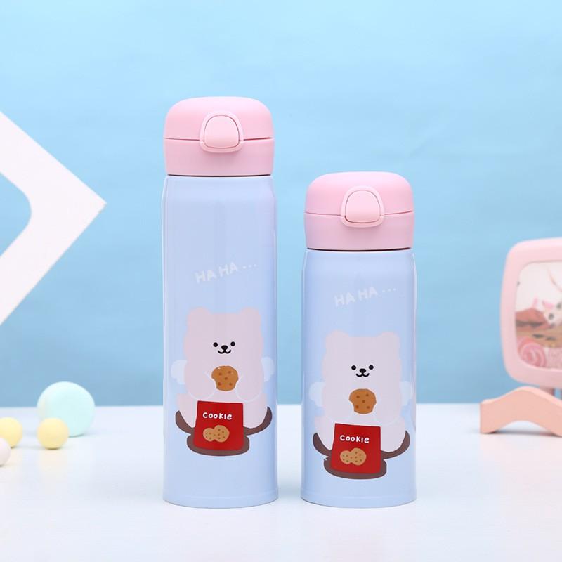 Stainless Steel Vacuum Insulated Kids Water Bottle With Flip Lid 350ml 500ml Leakproof Portable Thermos School Travel
