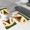 4-teiliges Weihnachtsbaum-Duschvorhang-Set, wasserdichtes Vorhang-Set mit 12 Haken, Badezimmerteppich, Toiletten-U-förmige Matte, Toilettendeckel-Abdeckungspolster