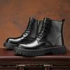 Luxury Brand Men Fashion High Top Motorcycle Boots Comfy Casual Black Punk Leather Boots Lightweight Antiskid Thick Bottom Boots