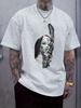 Black T-shirt with Smoking Nun Print - Casual Crew Neck