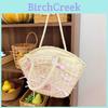 Simple Pink Bow Decoration Women Casual Grass Woven Handbag For Beach And Casual Wear