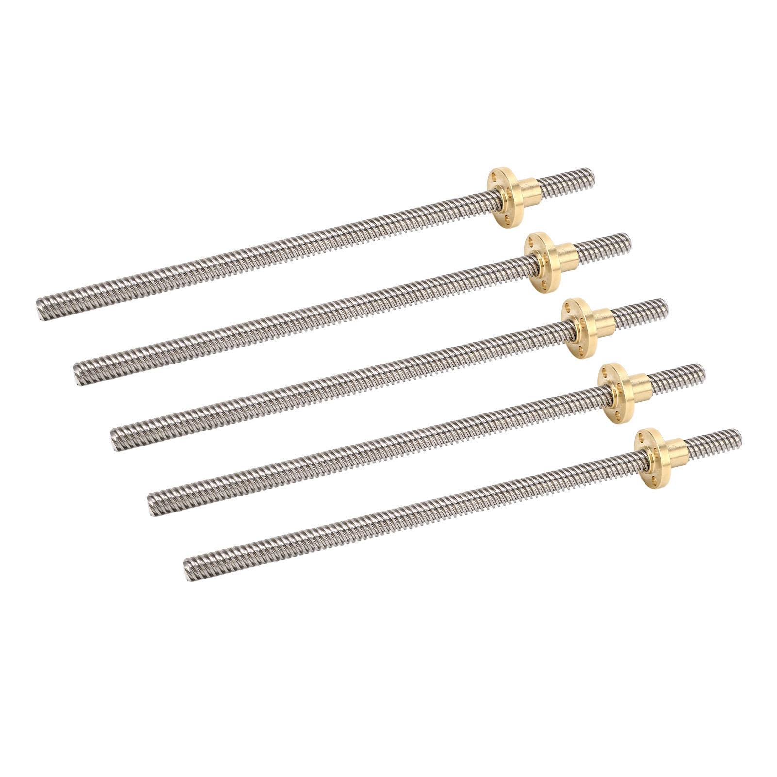 

5 Pcs T8 Screw 2mm Pitch 8mm 200mm Linear Motion Threaded Rod with Brass Nut for 3D Printer