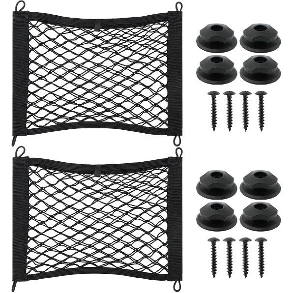 

2 Pack Elastic Small Cargo Net Pocket,Small Cargo Net with Hooks,Cargo Netting Bungee,Storage Net,Boat Storage,Trunk Net Organizer for Car,Truck 18.9x13.78 inche