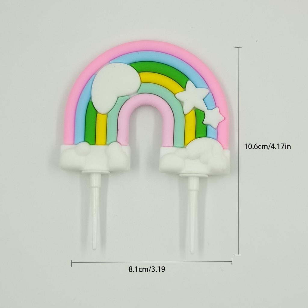 Versatile Rainbow Arch Cake Topper: Colorful Cartoon Forest Style Red Pink Rubber Ornament