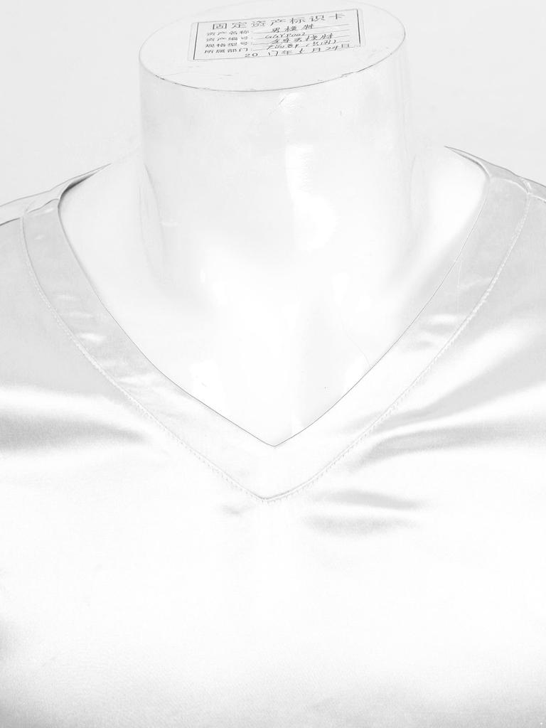Ανδρικό Σατέν T-Shirt με V λαιμόκοψη και κοντό μανίκι Χαλαρές Πιτζάμες Μπλούζες Ρούχα για το Σπίτι