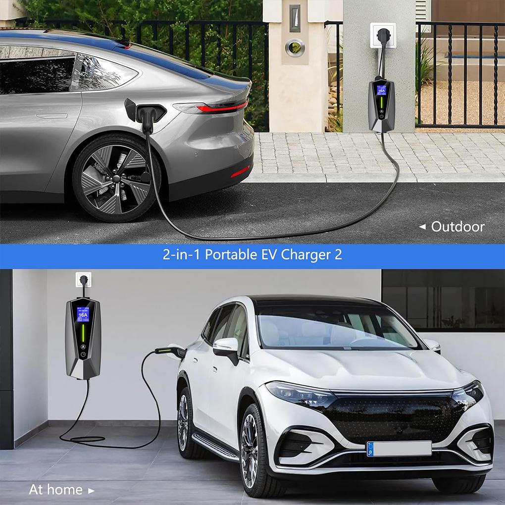 EV Charger Cable Type 2 IEC 62196-2 To 3 Pin Plug 5M Ev Charger Type 2 Charging Cable 3 Pin With Indicators UK Plug