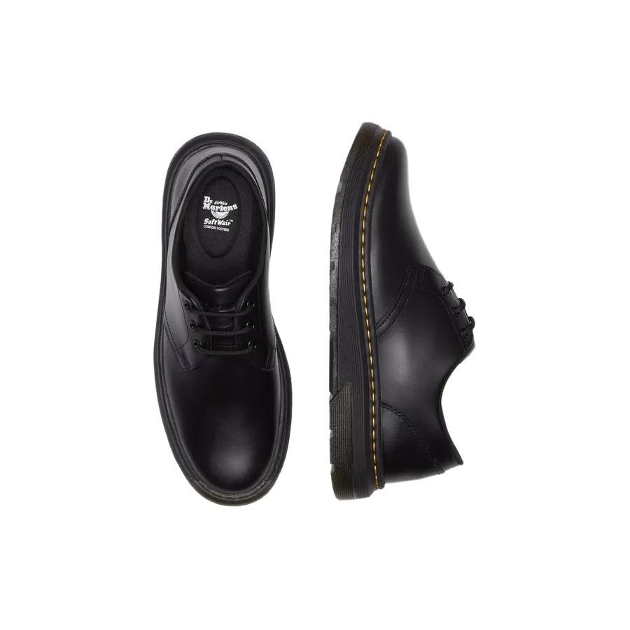 Dr. Martens Leather Round Toe Lace-Up Comfortable Low-Top Casual Shoes Unisex Casual Shoes Black 31669001