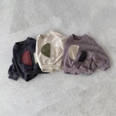 Korean Style Round Neck Hoodie & Retro T-shirt for Kids: Casual Long Sleeve Top