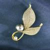 Leaf Brooch For Women With Artificial Pearl And Rhinestone Decoration For Wedding Or Gift
