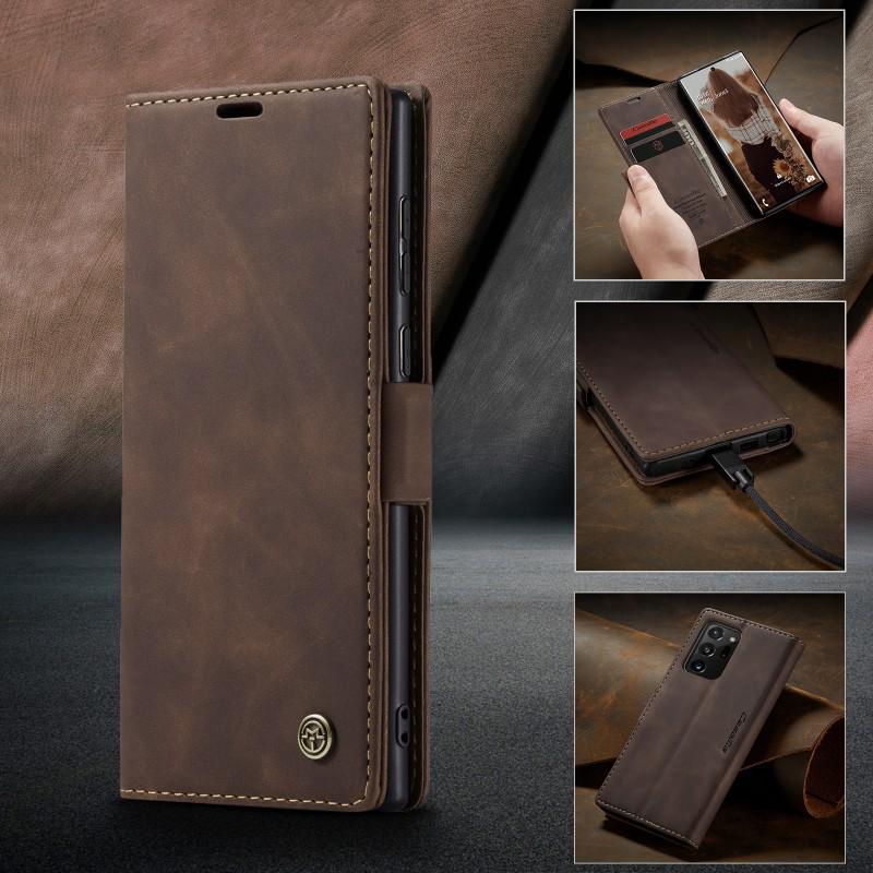Retro Frosted Leather Flip Phone Case for Samsung NOTE20 Ultra/10 Plus with Card Slot & Stand