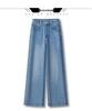 Women's Light Blue High-Waist Cropped Wide-Leg Jeans - Spring/Autumn 2025 Trendy Petite Straight-Leg Style