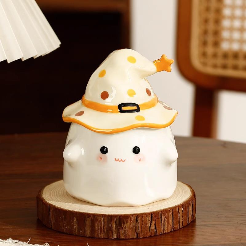 Quirky Ghost Ceramic Mug with Lid - Unique Birthday or Graduation Gift for Her 350ml