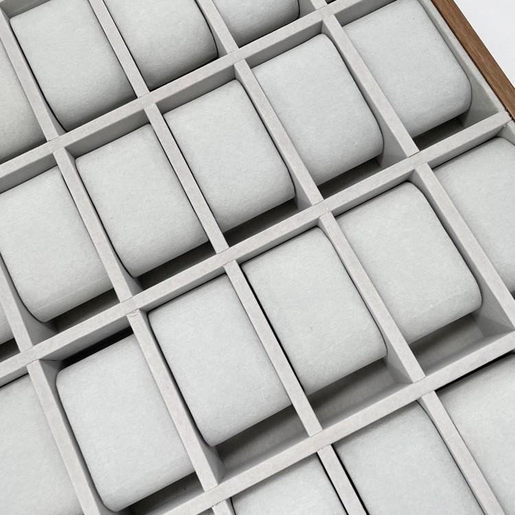 Walnut Wood 24-Slot Watch Display Tray for Boutique or Stall