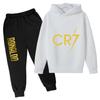 Ronaldo CR7 Stampa Idol del Calcio Abbigliamento Felpa per Bambini Set 2 Pezzi Tuta Pantaloni Tuta Sportiva per Bambini Ragazzi Abbigliamento per Bambine Tute Sportive