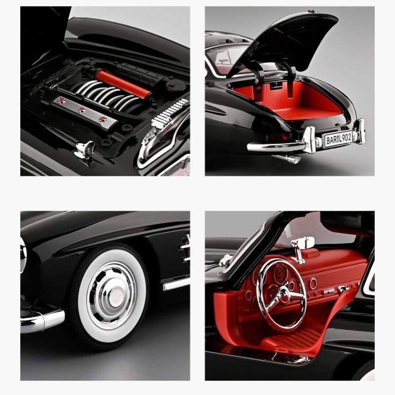 1/18 Mercedes-Benz 300SL Supercar Alloy Car Model Sound and Light Pull Back Children's Toy Collectibles Birthday Gift