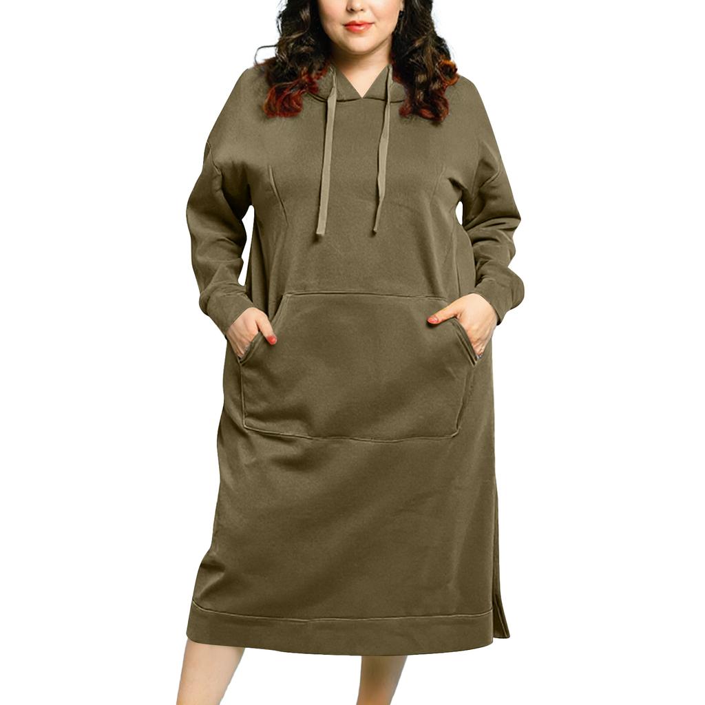 Women's Fashion Casual Plus Size Long Sleeve Solid Hoodie