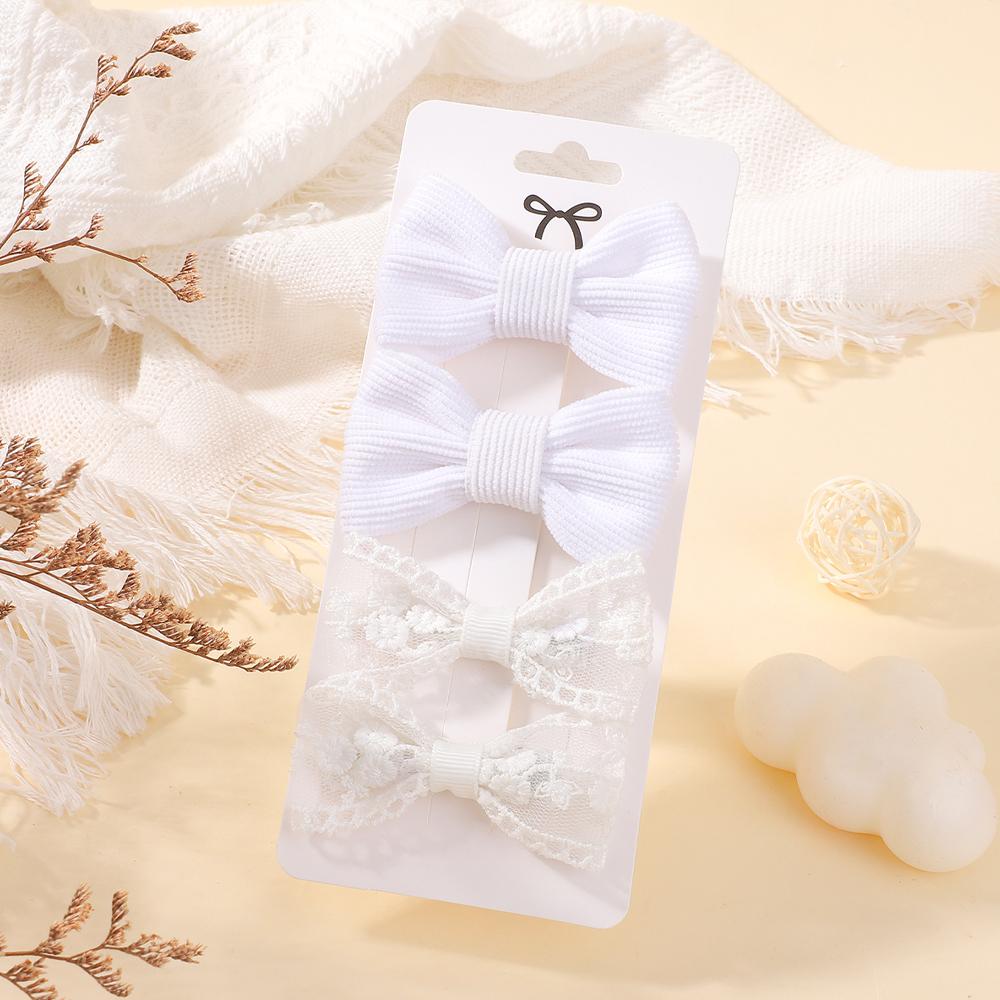 

4 шт. Новые однотонные кружевные заколки для волос для девочек, ручной работы, бархатные бантики, детские заколки для волос, милые головные уборы, детские аксессуары для волос, подарки