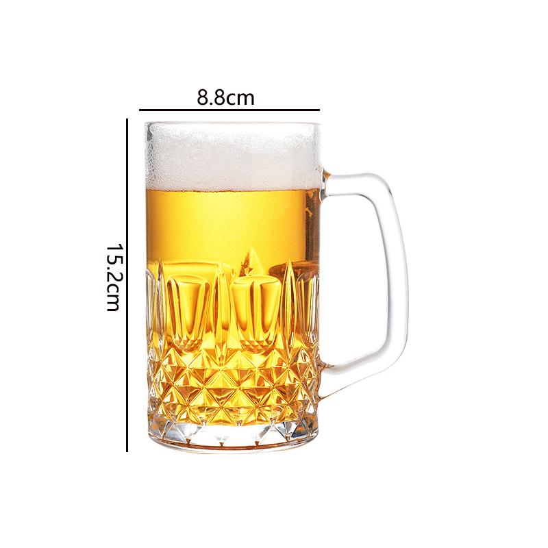 600ml/1000ml Luxury Beer Glass Creative Beer Glass with Handle Relief Water Cup Party Transparent Large Capacity Beverage Cup