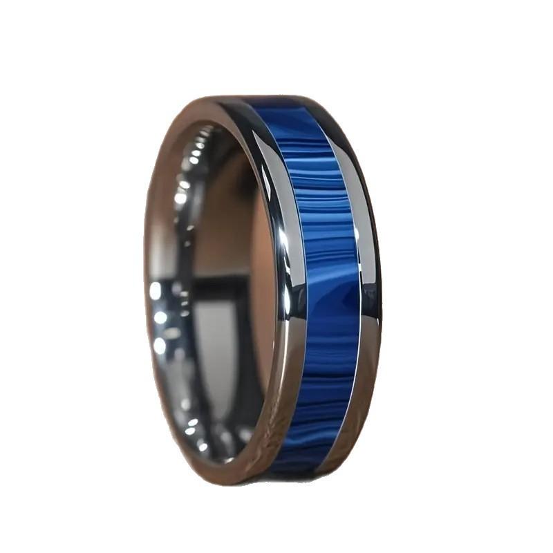 Hot Sale, Steel Blue Malachite Bevel Ring, Cold Blue Opal Personality Fashion Ring no. 6 темно-синий
