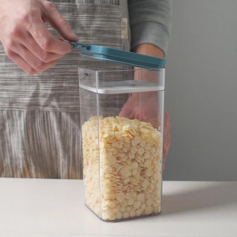 Transparent Sealed Plastic Food Storage Container for Kitchen Refrigerator, 500/1000/1600ML Noodle Box, Multigrain Storage Tank