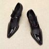Women's Chunky Heel Mary Janes Patent Leather Dress Shoes with Buckle Decor for Office & Formal Occasions