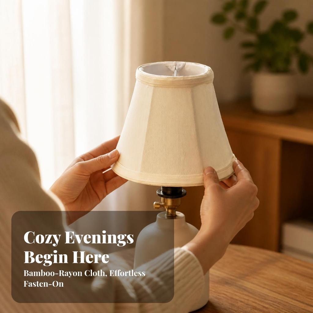 6 Pieces Attach-on Lampshade Bamboo-Textured Textile Small