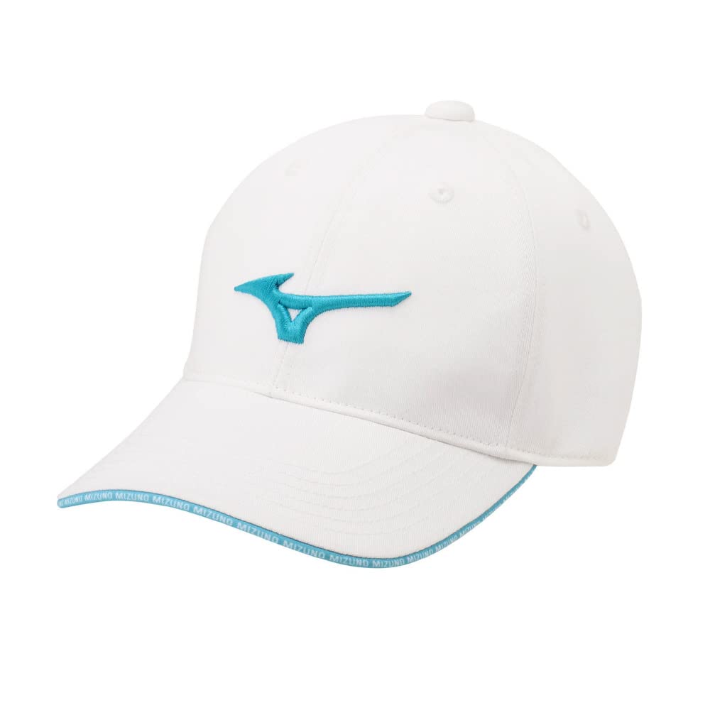 Mizuno Lambard Logo Golf Free Size Men's Cap, Tour-Grade Cotton, White/Light Blue, (E2MW2A07)