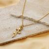 Jewelry Personalized Stainless Steel Clavicle Chain Premium 18K Gold Plated Three-Dimensional Rose Pendant Necklace Female Niche