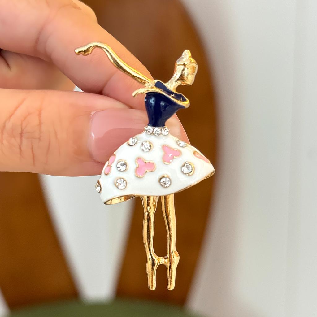 Personality Fashion Popular Ballet Creative Brooch Alloy Diamond Dancing Girl Corsage Direct Batch