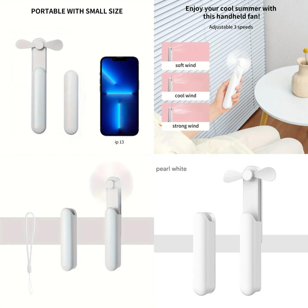 

Portable Mini USB Rechargeable Handheld Fan, 2000mAh Battery, Type-C, 3 Speeds, Foldable, for iPhone/Android, Travel, Outdoor, G 20.43 білий