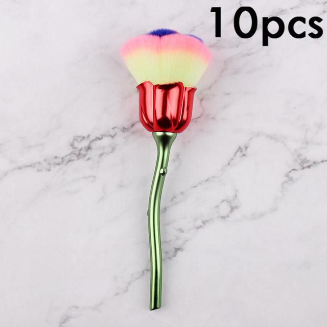 10 Stück Nailart-Pinsel Weich Reinigen Staub Puder Rosa Rose Blütenform Rouge Foundation Puder Make-up Pinsel Kosmetikwerkzeug