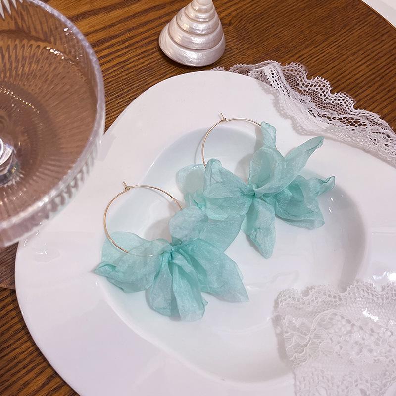 Pink Lace Floral Tassel Pearl Earrings - Elegant Summer Mesh Design