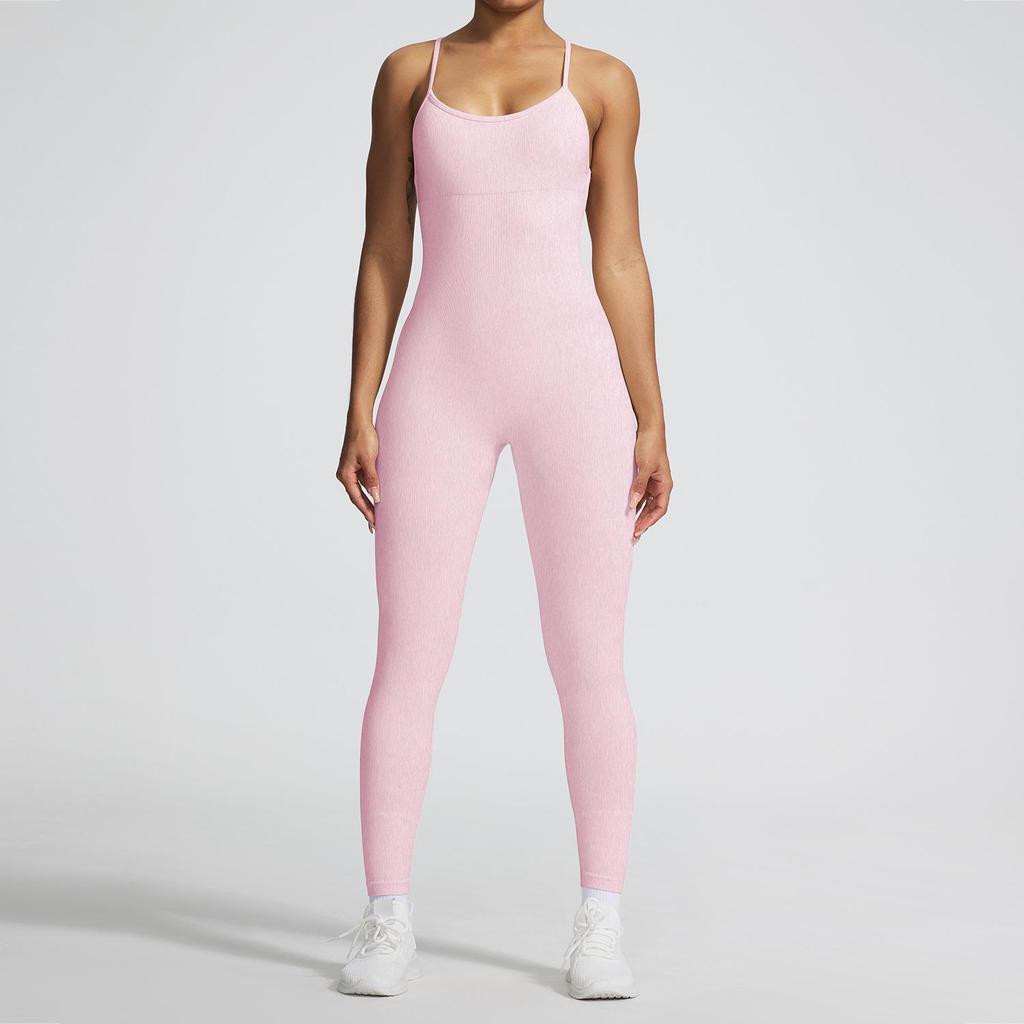 Nahtloser Hochelastischer Yoga-Jumpsuit mit Cross-Back-Design