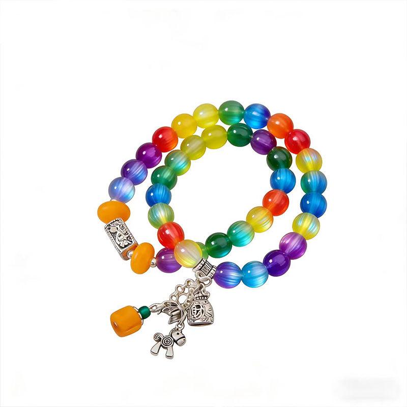 Sun Light Color Changing Crystal Bracelet UV Reactive Colorful Sea Mica Bracelet Lucky Pony Decor Hand Ornaments For Ladies