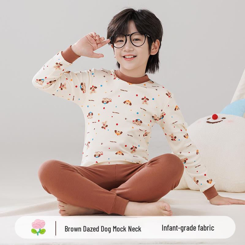 Warme Baumwollpyjamas für Kinder: Mid-Neck Shirts & Hosen für Jungen & Mädchen