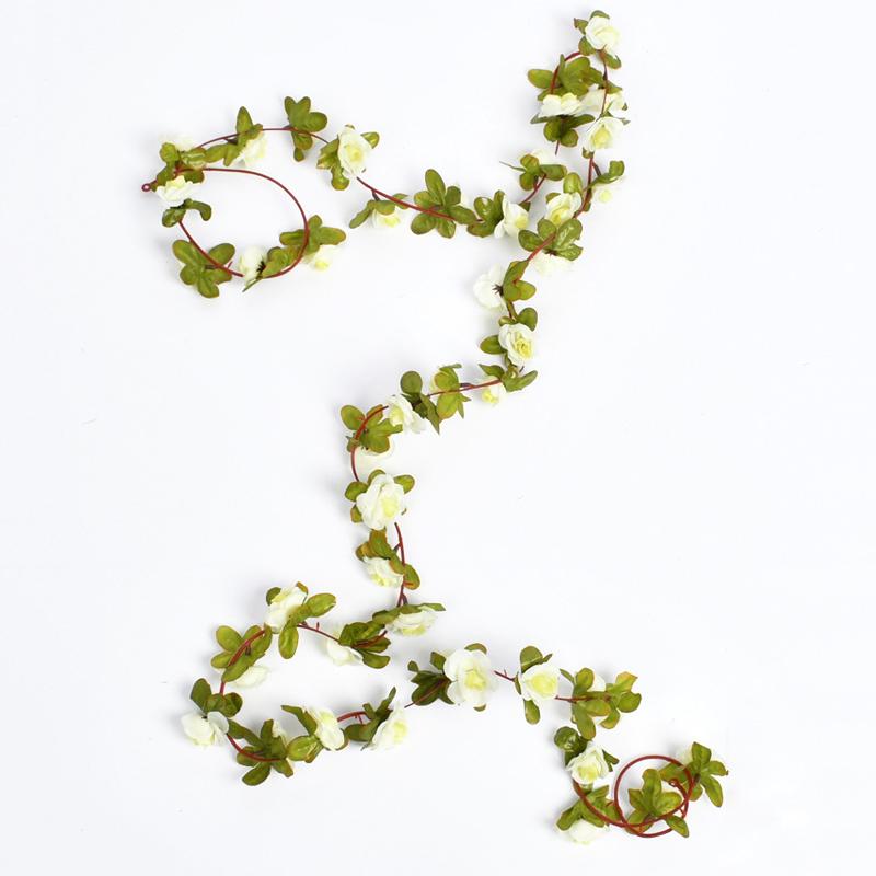 

2,5 м розы искусственный шелк для свадебной гирлянды поддельные растения цветы виноградная лоза домашняя комната свадьба настенная садовая арка украшение своими руками молочный белый
