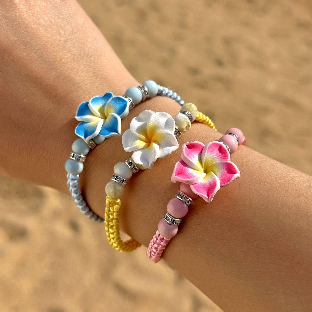 Beads Flower Bracelet Boho Egg Flower Bangle Cute Bohemian Beach Jewelry  Women