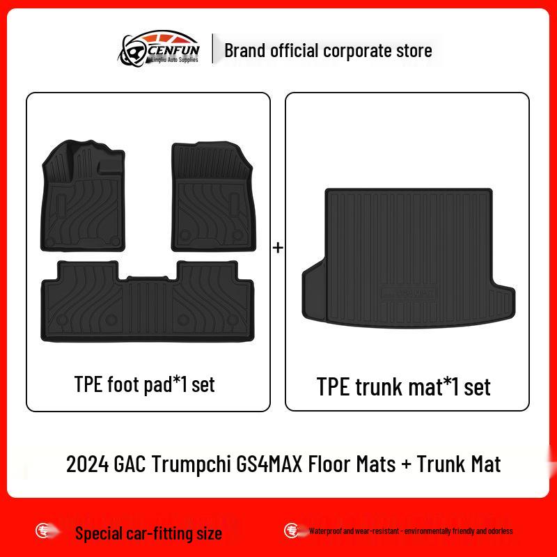 Compatible Floor Mats for 2024 GAC Trumpchi GS4 MAX – TPE, Eco-Friendly, Wear-Resistant, Waterproof Trunk Mat, Galaxy Design Carpet