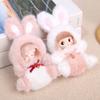 Yousheng Bunny Hoodie Vinyl Doll Keychain Plush Rabbit Plushie with Bell Cute Backpack Charm And Car Accessory